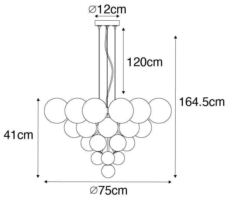 Висяща лампа черна с дим и прозрачно стъкло 13 лампи - Бони