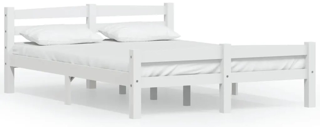 322070 vidaXL Рамка за легло, бяла, бор масив, 120х200 см