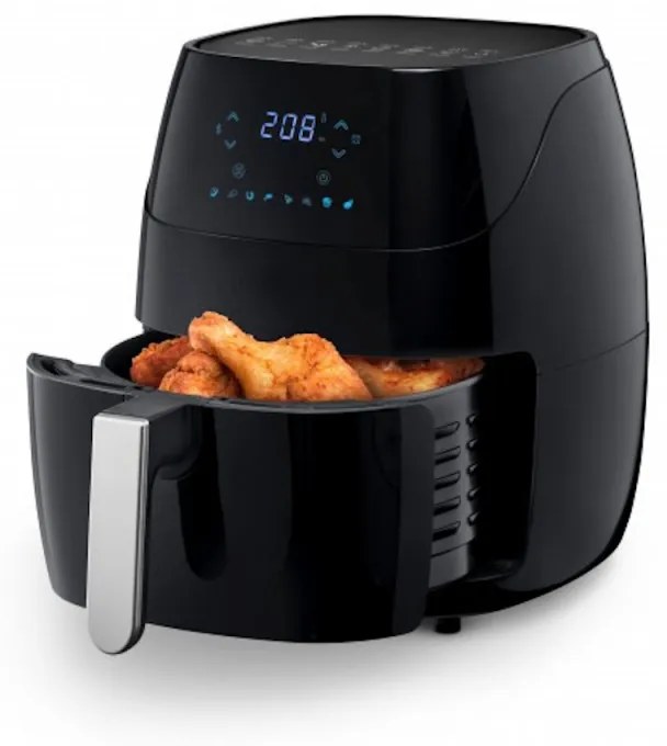 Фритюрник AirFryer Oliver Voltz OV51980Q, Wi-Fi, 1500W, 5 л, 8 програми, Горещ въздух, Таймер, Черен