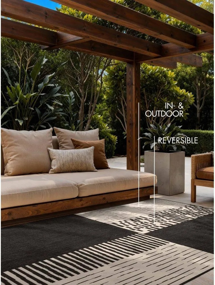 Черен/кремав килим за открито и закрито 160x230 cm Haringey Acacia – Ted Baker