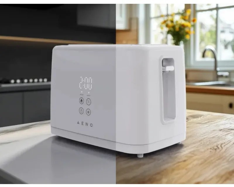 Тостер за хляб AENO ATS0002W, 930W, 7 степени, Сензорно управление, Обратен таймер, Защита при засядане, Тих, Бял