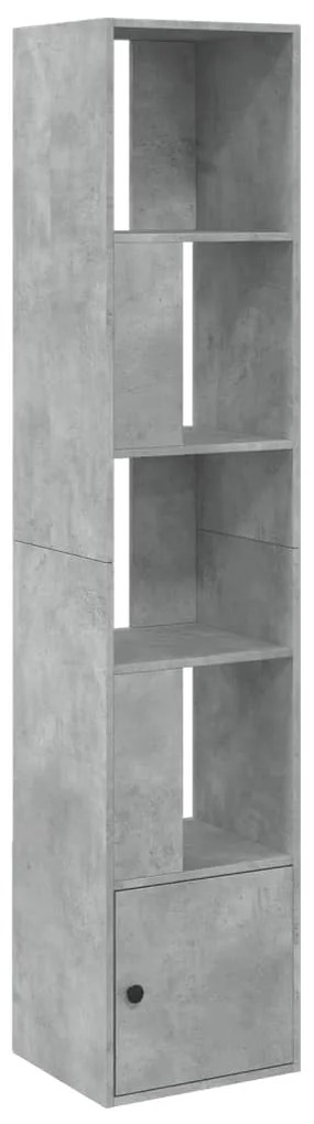 848244 vidaXL Библиотека, бетонно сива, 40x36x189 см, инженерно дърво