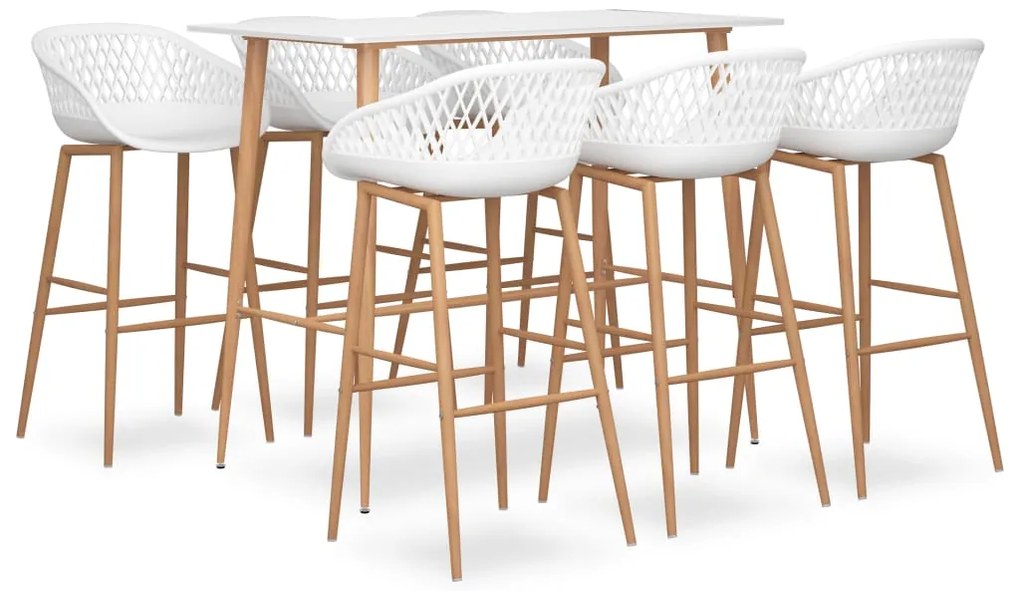 3057449 vidaXL Бар комплект от 7 части, бял