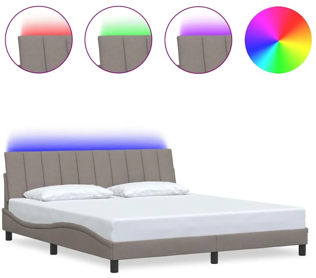 3310479 vidaXL Рамка за легло без матрак Hanko, таупе, 180x200 см плат