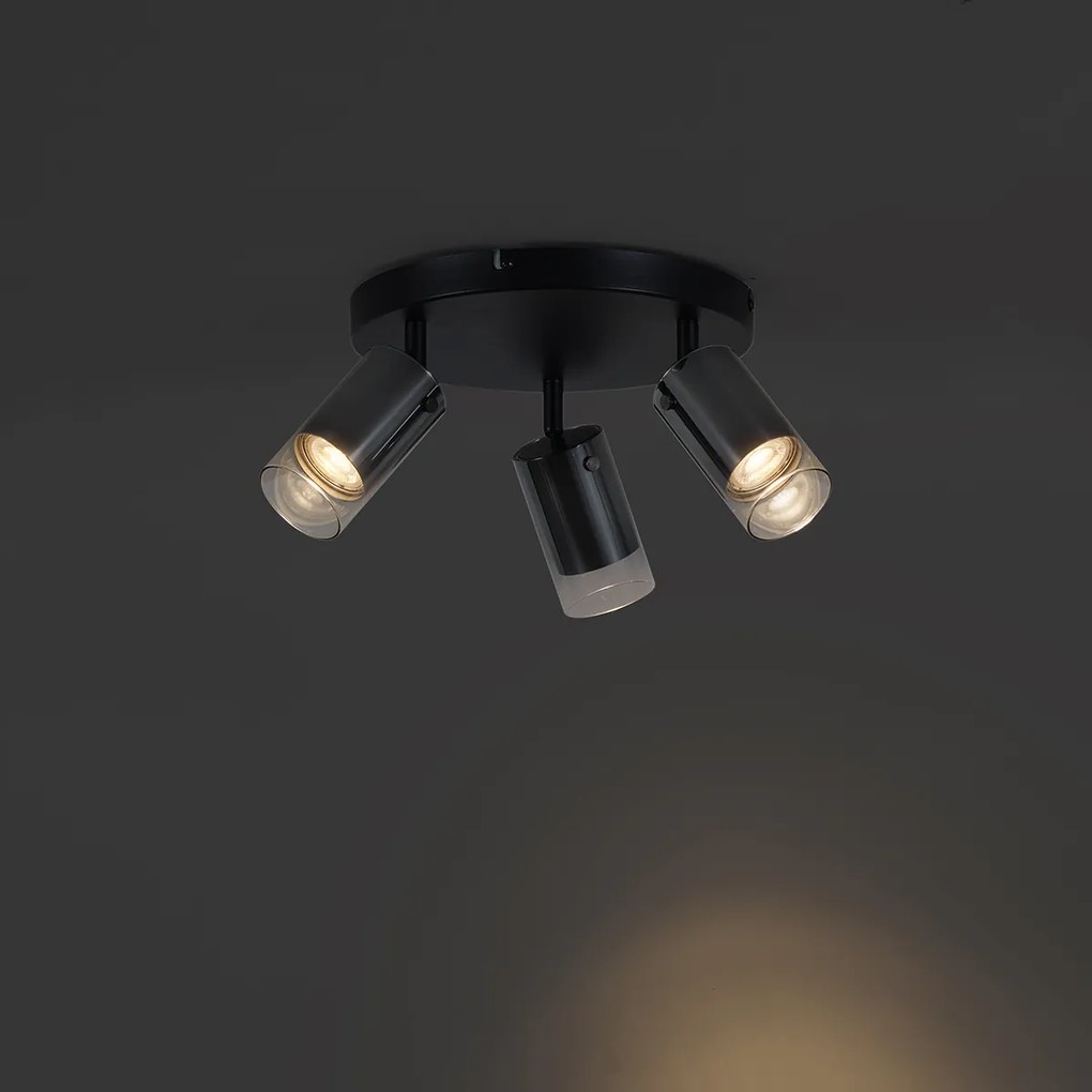 Таванен прожектор Gunmetal кръгъл 3 светлини въртящ се и регулируем - Drain