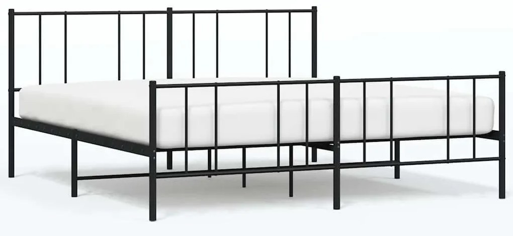 352504 vidaXL Метална рамка за легло с горна и долна табла, черна, 193x203 см