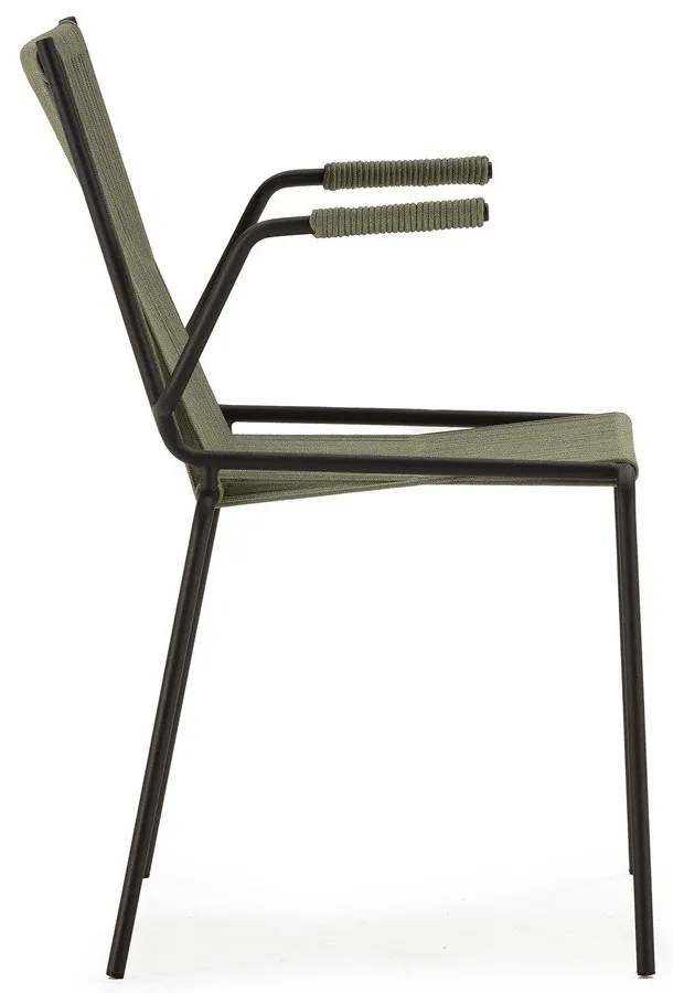 Зелени метални трапезни столове в комплект с подлакътници/за подреждане 2 бр. Emily – Marckeric