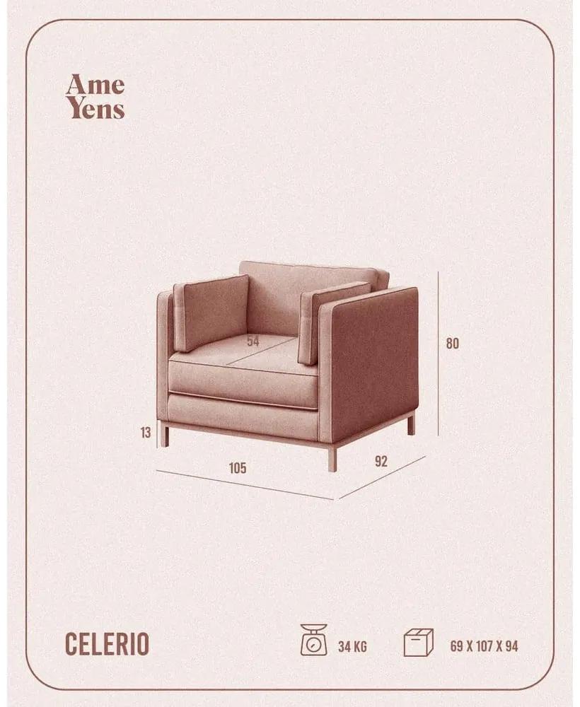 Светлокафяво кадифено кресло Celerio - Ame Yens