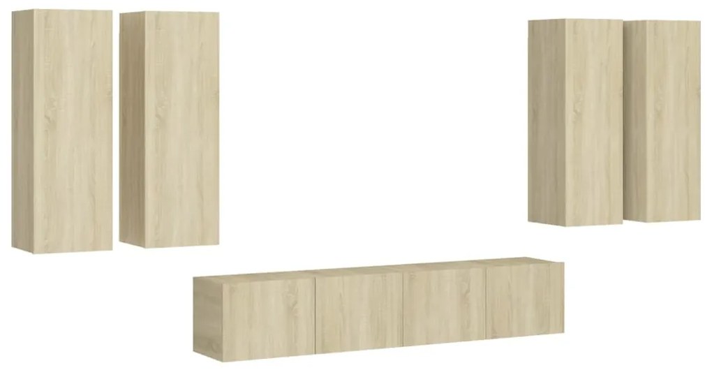 3078995 vidaXL Комплект ТВ шкафове от 6 части, дъб сонома, инженерно дърво