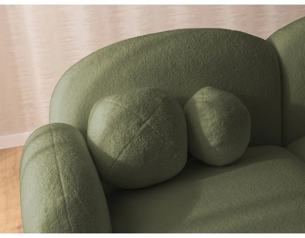Зелен ъглов диван от прежда с примки от букле (ляв ъгъл) Orbit – Ropez