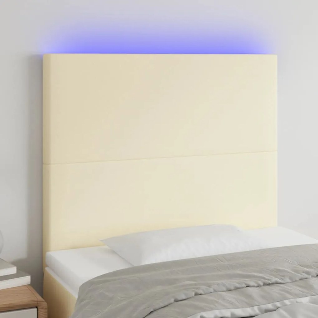 3122218 vidaXL LED горна табла за легло,кремава,80x5x118/128см,изкуствена кожа