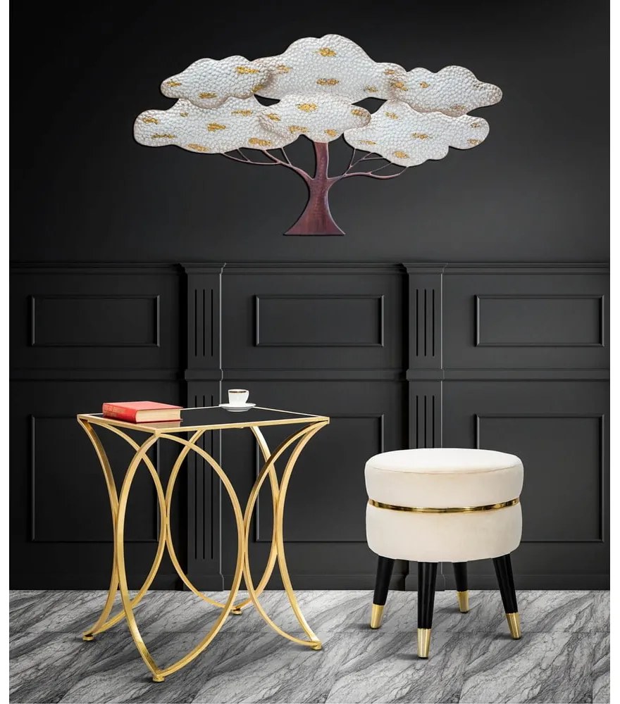 Табуретка от кремаво кадифе Paris - Mauro Ferretti