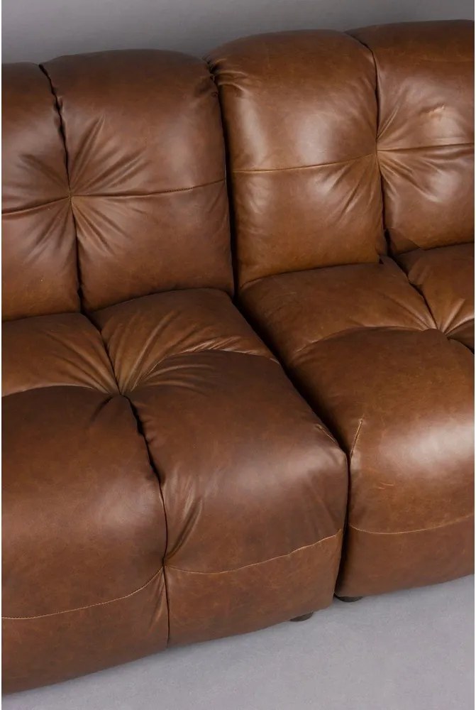 Кафяв кожен модулен диван 364 cm Hackman – Dutchbone