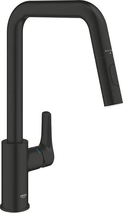 Кухненски смесител с изтеглящ чучур, черен мат