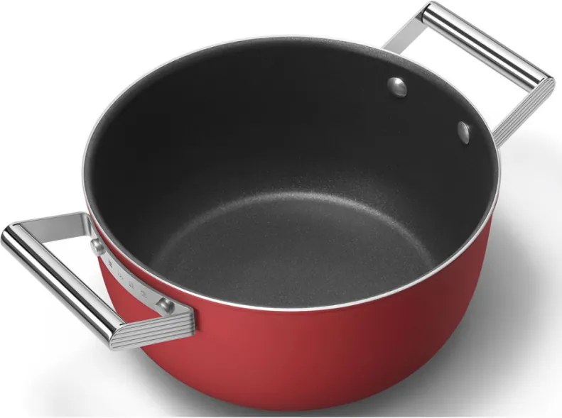 Тенджера SMEG CKFC2411RDM, 4.8 л, Ø24 см, Тефлоново покритие, До 250°C, Индукция, Червен