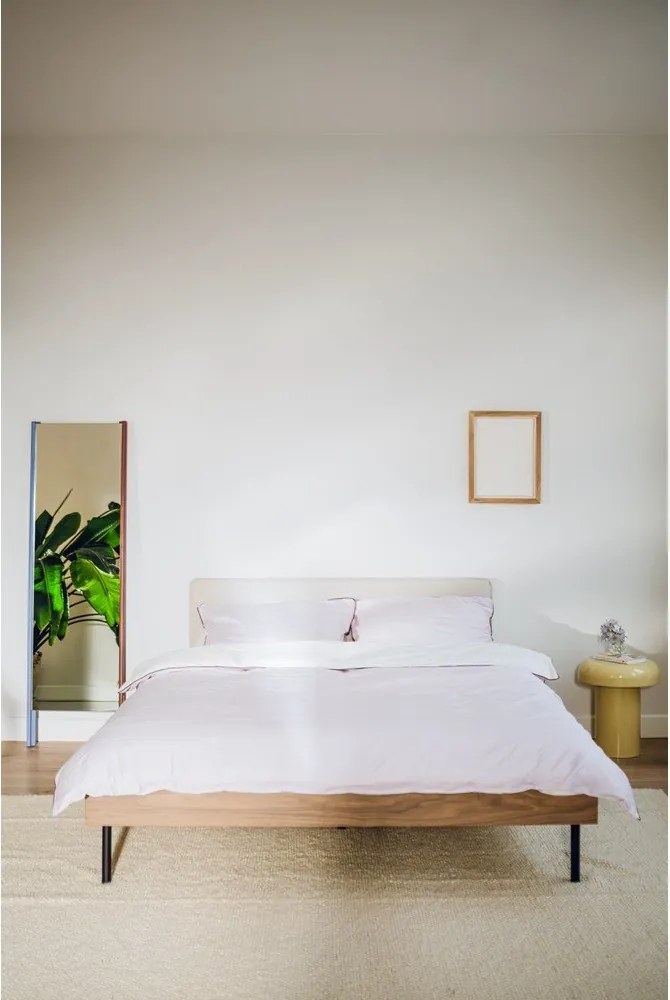 Двойно легло 180x200 cm тапицирано/ПДЧ от декор от орех с включена подматрачна рамка в тъмно естествен цвят Streiko – noo.ma