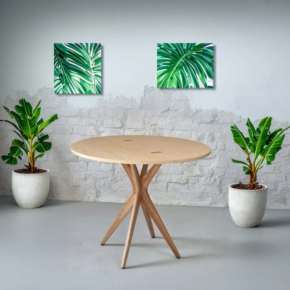 Кръгла сгъваема трапезна маса с ясенов плот 45x90 cm Jubi – Ragaba