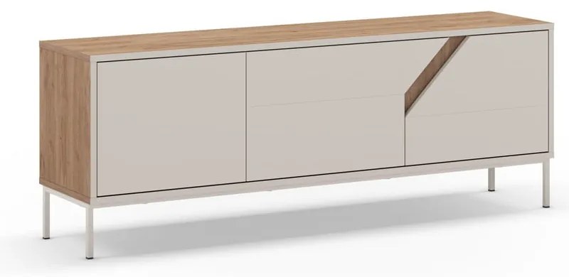 Кремавo-естествен скрин от декор от дъб 150x55x35 cm Lilou – Marckeric