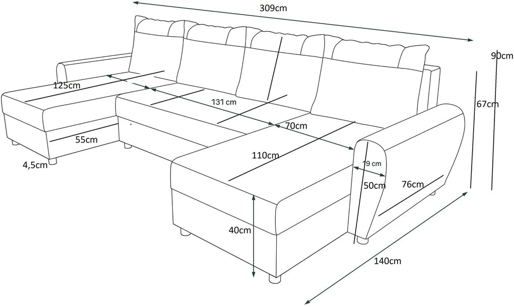 Ъглов диван Figar U-Mauro-Gkri
