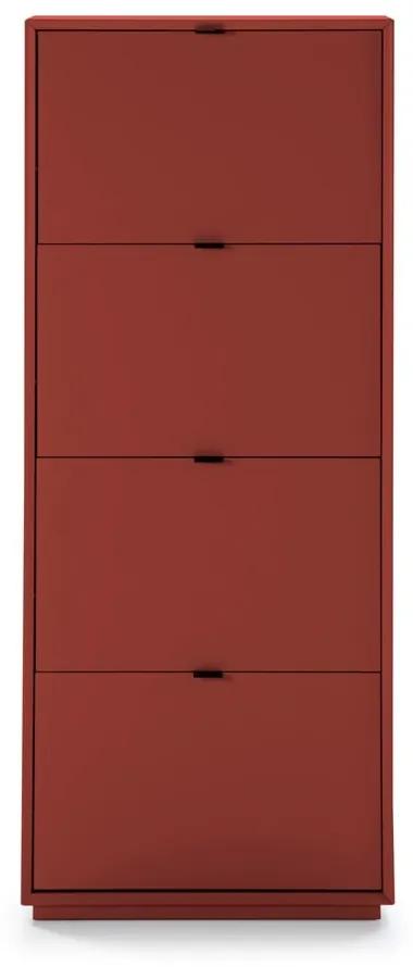 Червена етажерка за обувки с 4 чекмеджета Luka - Marckeric