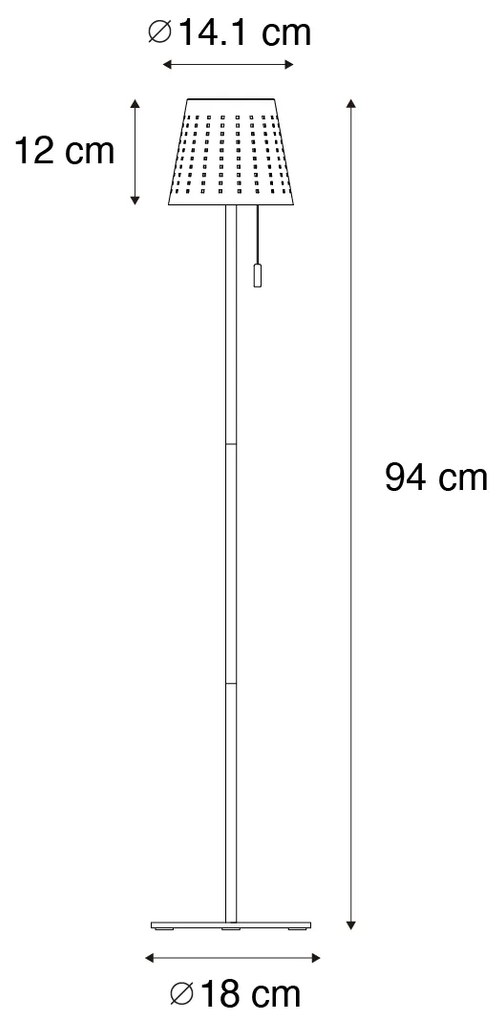 Външна подова лампа черна с LED 3-степенна димираща на слънчева енергия - Ferre