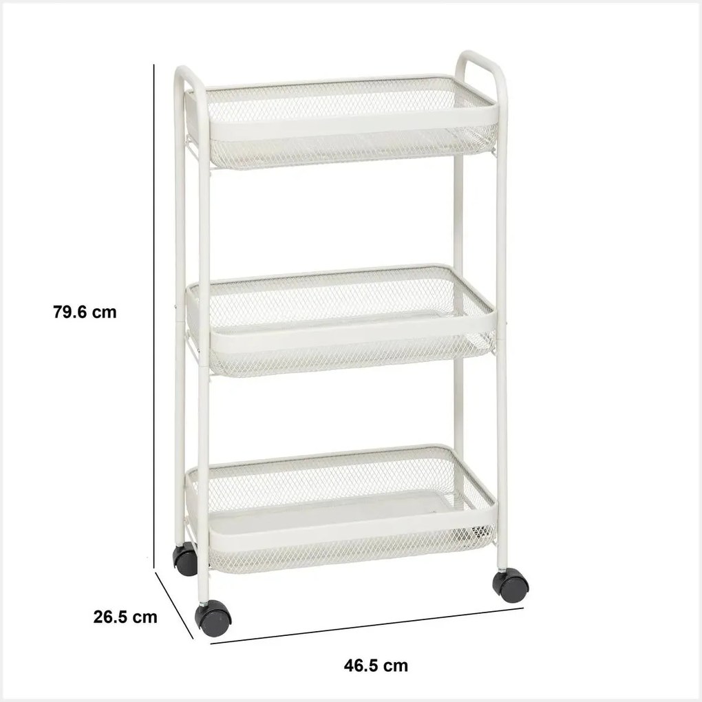 Кухненска количка 5five Mayaj, Метал, Правоъгълна - Слонова кост