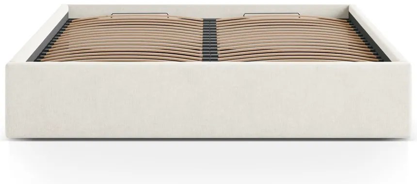Кремаво двойно легло 200x200 cm тапицирано с място за съхранение/без табла с включена подматрачна рамка Susan – Micadoni