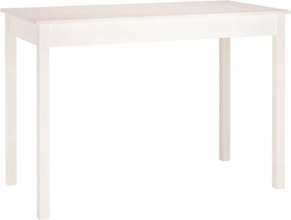 814250 vidaXL Трапезна маса,Бяло, 110x55x75 см, борово дърво масив