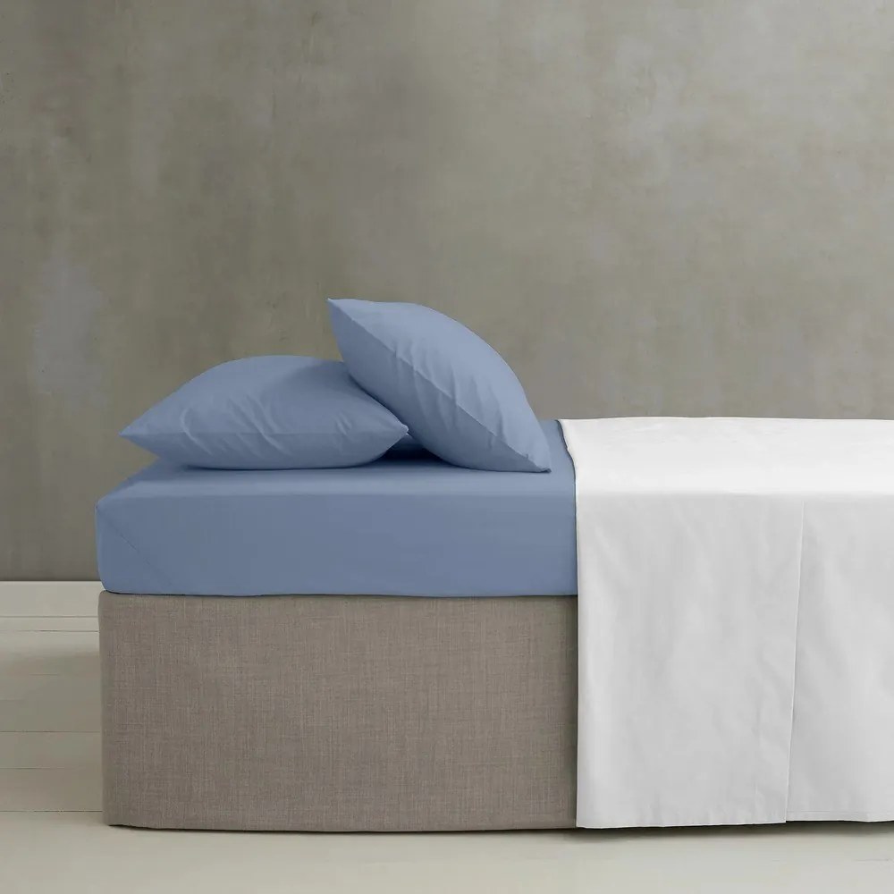 Син еластичен чаршаф от перкал 90x190 cm Easy Iron Percale – Catherine Lansfield