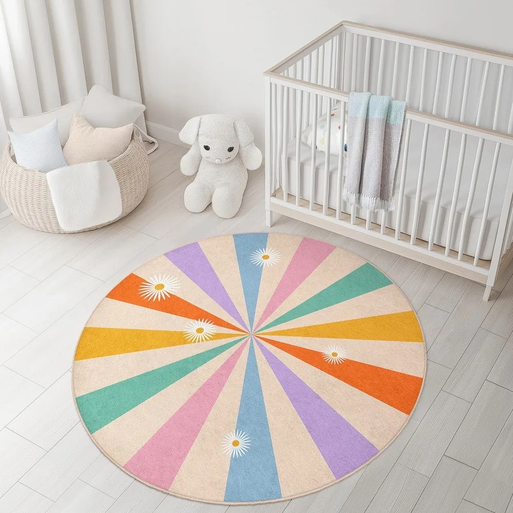 Детски килим подходящ за пране ø150 cm Rainbow Daisy – Mila Home
