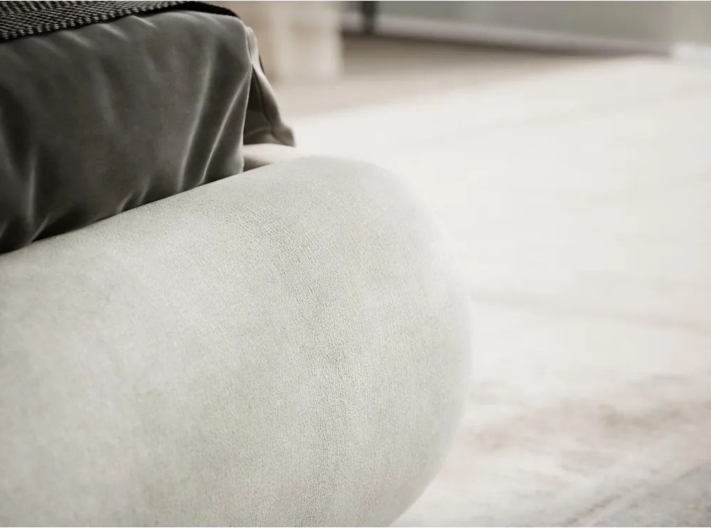 Кремаво двойно легло 180x200 cm тапицирано с място за съхранение с включена подматрачна рамка Maumere – Maison de Rêve