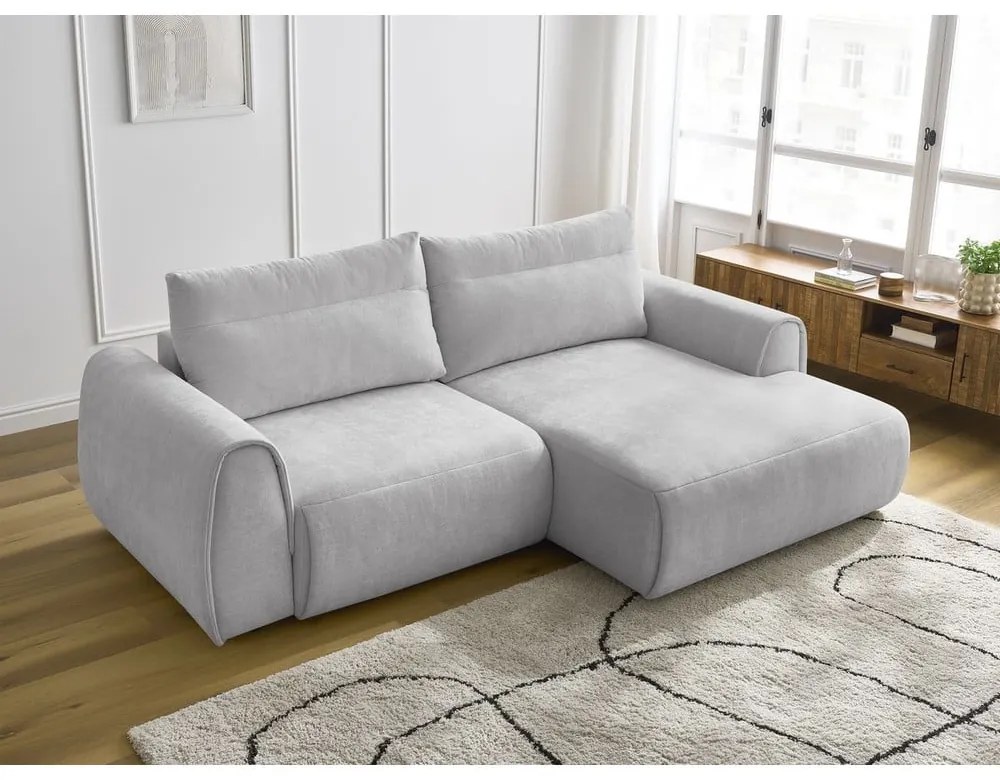 Светлосив ъглов диван Aden – Bobochic Paris