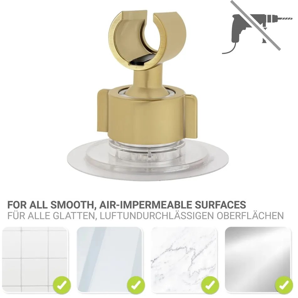 Пластмасов държач за душ слушалка без пробиване в златист цвят Libertà – Wenko