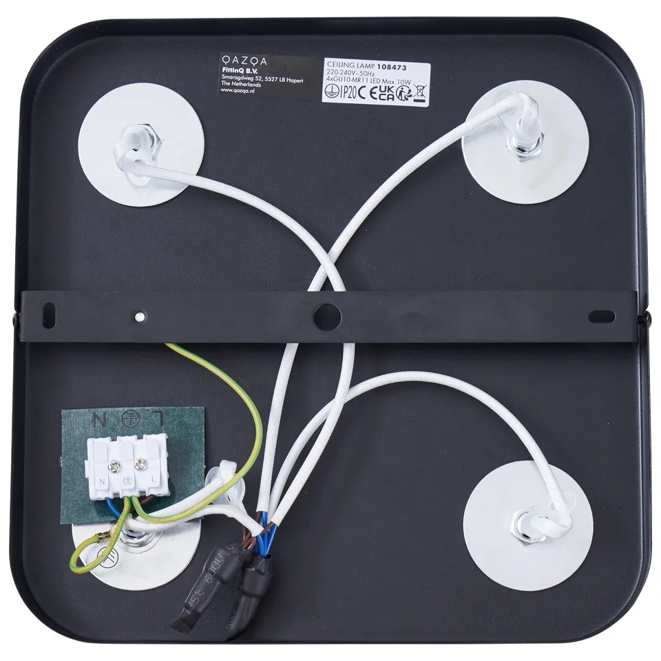 Заоблен таванен прожектор черен GU10 35mm 4-светлини въртящ се и накланящ се - Kate