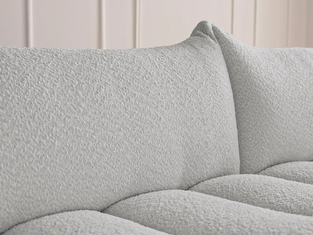 Светлосив ъглов диван от прежда с примки от букле (десен ъгъл) Azra – Bobochic Paris