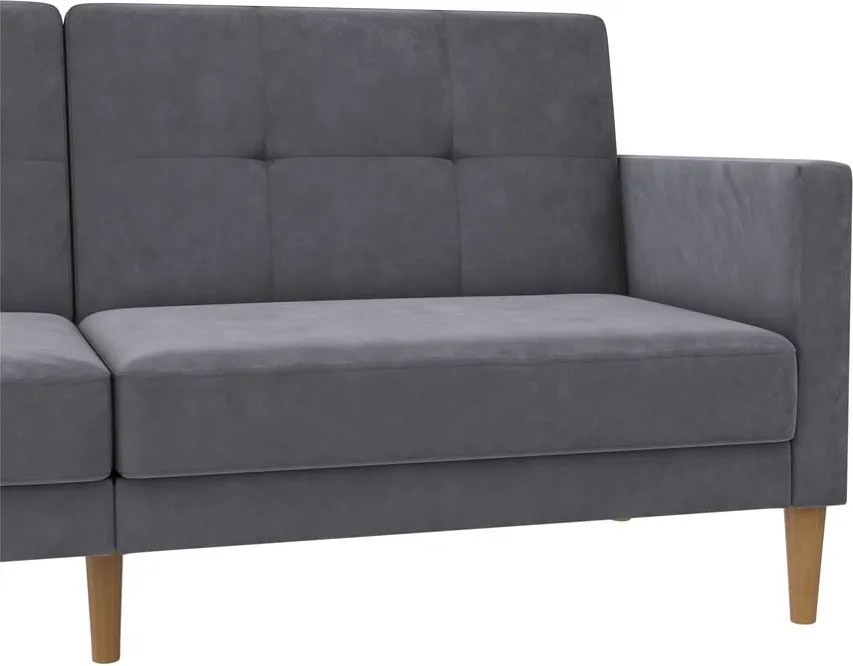 Сив кадифен сгъваем диван 207 cm Lilly – Støraa