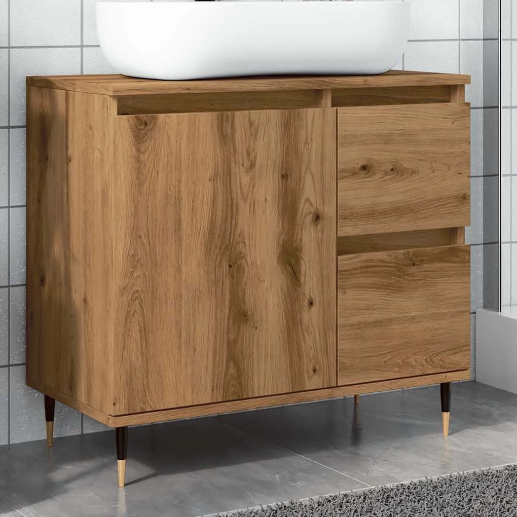 857224 vidaXL Шкаф за баня Artisan Oak 65x33x60 cm Инженерна дървесина