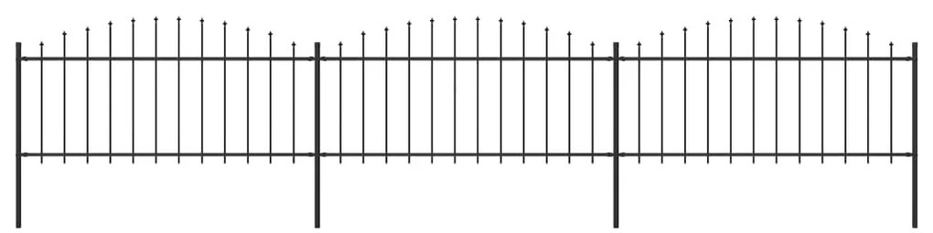 Sonata Градинска ограда с пики, стомана, (0,5-0,75)x5,1 м, черна
