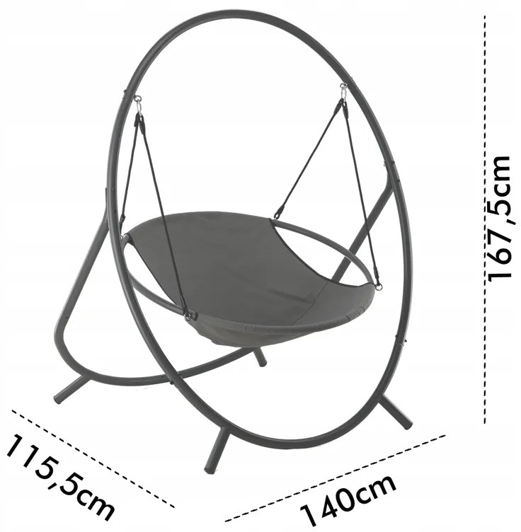 Луксозен висящ фотьойл PATIO с възглавница Сиви възглавници
