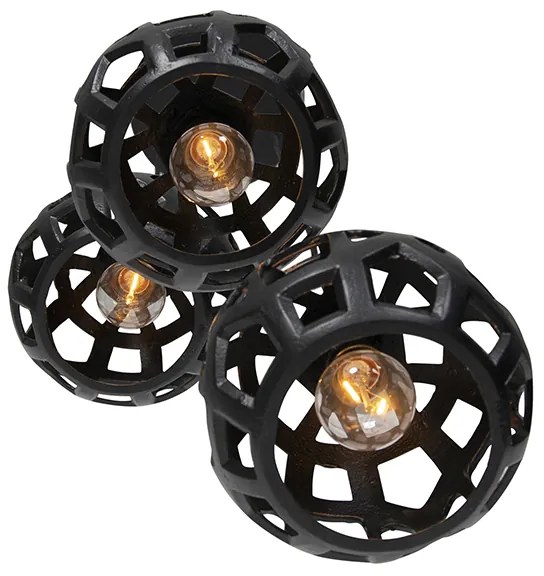 Индустриално висящо осветление черно кръгло 3-светлина - Bobby