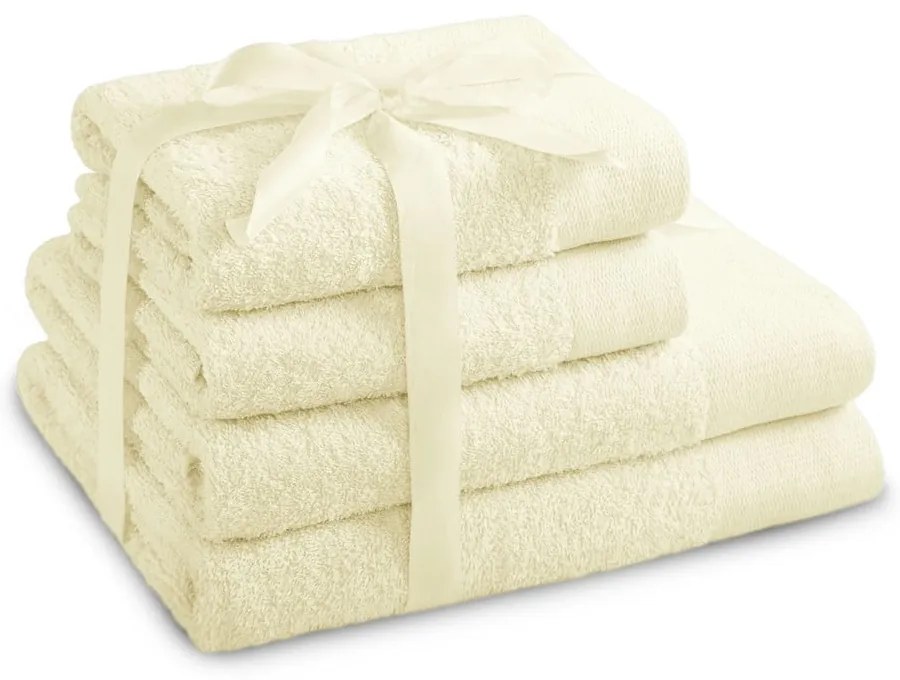 Кремави памучни хавлии и кърпи за баня в комплект 4 бр. от тери Amari – Restilo