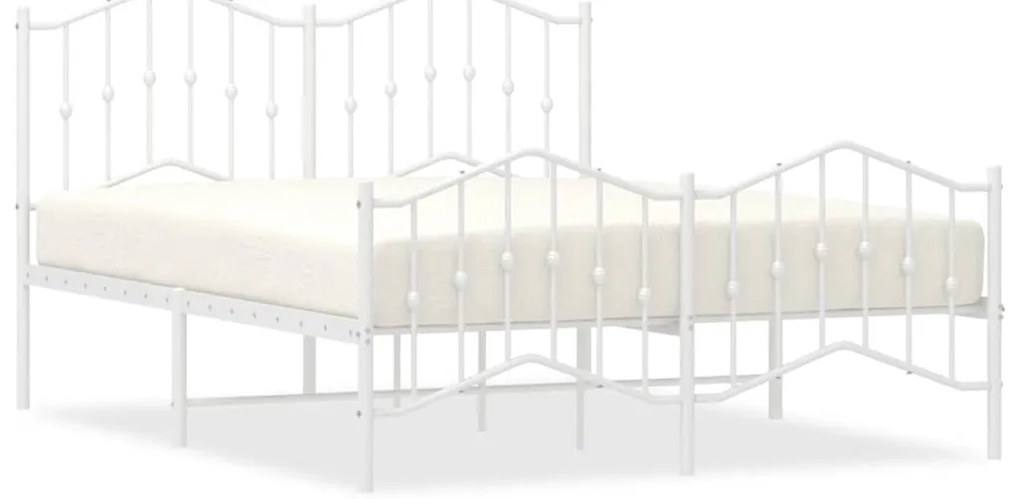 373855 vidaXL Метална рамка за легло с горна и долна табла, бяла, 135x190 см