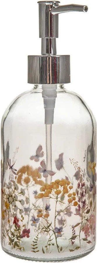 Стъклен диспенсер за сапун 390 ml Flowers – Dakls