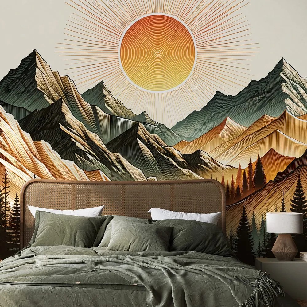 Самозалепващ тапет – Планински пейзаж с изгряващо слънце