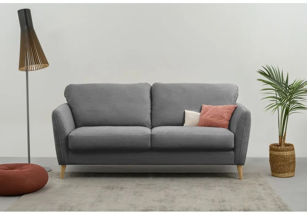 Тъмносив диван от рипсено кадифе 170 cm Paris – Scandic