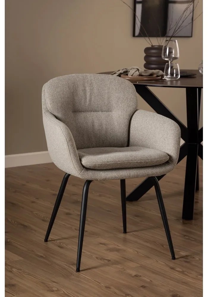 Бежов тапициран трапезен стол с подлакътници Dora – Actona