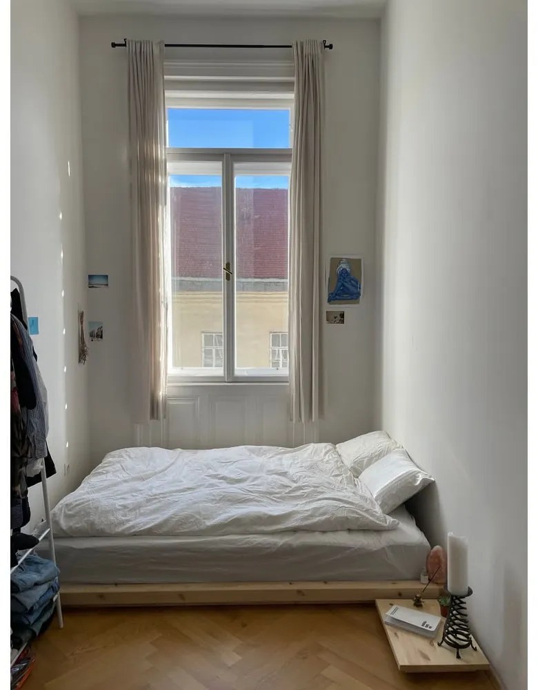 Двойно легло от масивен бор с включена подматрачна рамка е естествен цвят 140x200 cm Dock – Karup Design