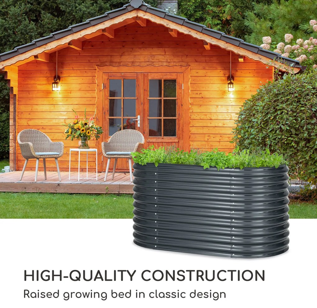 Blumfeldt High Grow, повдигната леха, 160 x 80 x 80 см, гофрирана ламарина, лесен монтаж