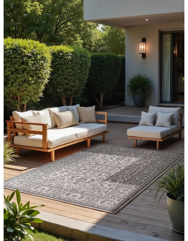 Килим за открито и закрито в цвят слонова кост и сиво 120x170 cm Duet Kona – NORTHRUGS