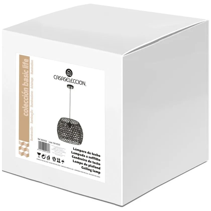 Черна бамбукова лампа за таван с бамбуков абажур ø 35 cm - Casa Selección